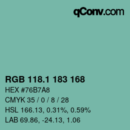Farbcode: RGB 118.1 183 168 | qconv.com