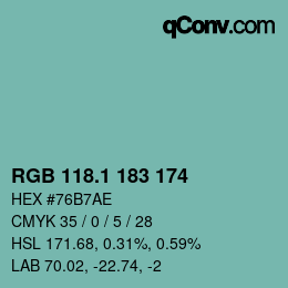 Farbcode: RGB 118.1 183 174 | qconv.com