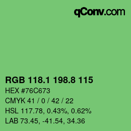 カラーコード: RGB 118.1 198.8 115 | qconv.com