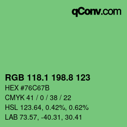 カラーコード: RGB 118.1 198.8 123 | qconv.com