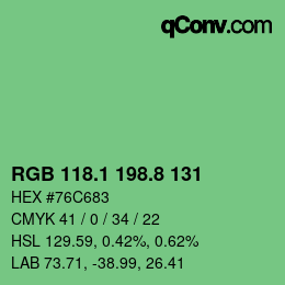 カラーコード: RGB 118.1 198.8 131 | qconv.com