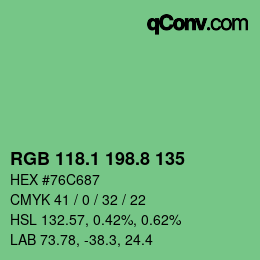 カラーコード: RGB 118.1 198.8 135 | qconv.com