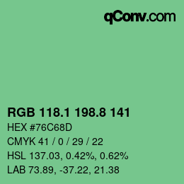カラーコード: RGB 118.1 198.8 141 | qconv.com