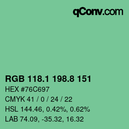 カラーコード: RGB 118.1 198.8 151 | qconv.com