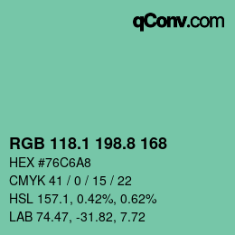 Color code: RGB 118.1 198.8 168 | qconv.com