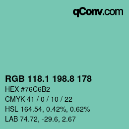 Farbcode: RGB 118.1 198.8 178 | qconv.com