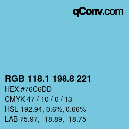 Farbcode: RGB 118.1 198.8 221 | qconv.com