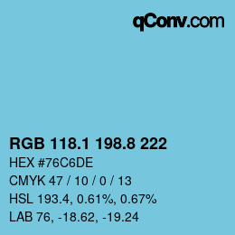 Farbcode: RGB 118.1 198.8 222 | qconv.com