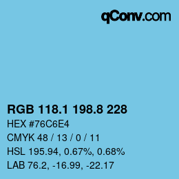 カラーコード: RGB 118.1 198.8 228 | qconv.com