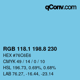 Color code: RGB 118.1 198.8 230 | qconv.com