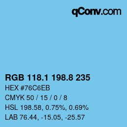 Farbcode: RGB 118.1 198.8 235 | qconv.com