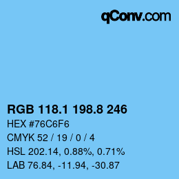 Farbcode: RGB 118.1 198.8 246 | qconv.com