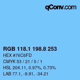Color code: RGB 118.1 198.8 253 | qconv.com