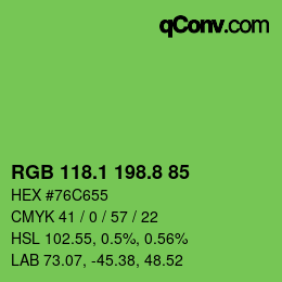 カラーコード: RGB 118.1 198.8 85 | qconv.com