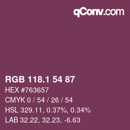 カラーコード: RGB 118.1 54 87 | qconv.com