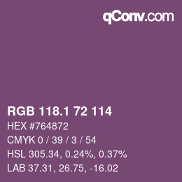 カラーコード: RGB 118.1 72 114 | qconv.com