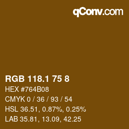 カラーコード: RGB 118.1 75 8 | qconv.com