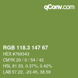 カラーコード: RGB 118.3 147 67 | qconv.com