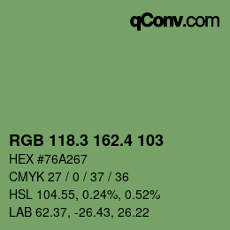 カラーコード: RGB 118.3 162.4 103 | qconv.com