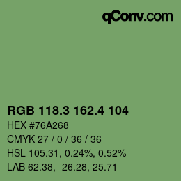 カラーコード: RGB 118.3 162.4 104 | qconv.com