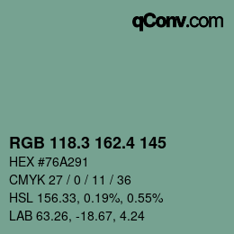カラーコード: RGB 118.3 162.4 145 | qconv.com