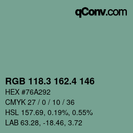 カラーコード: RGB 118.3 162.4 146 | qconv.com