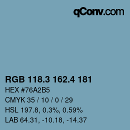 カラーコード: RGB 118.3 162.4 181 | qconv.com