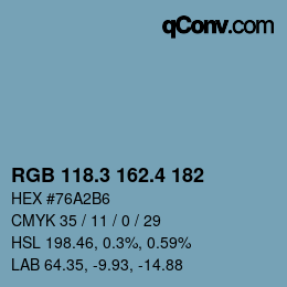 カラーコード: RGB 118.3 162.4 182 | qconv.com