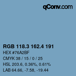 カラーコード: RGB 118.3 162.4 191 | qconv.com