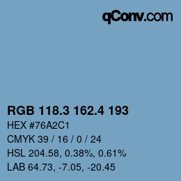 カラーコード: RGB 118.3 162.4 193 | qconv.com