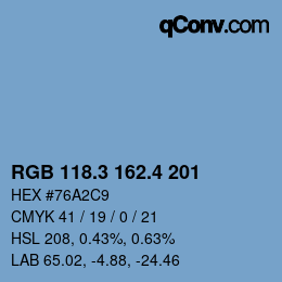 カラーコード: RGB 118.3 162.4 201 | qconv.com
