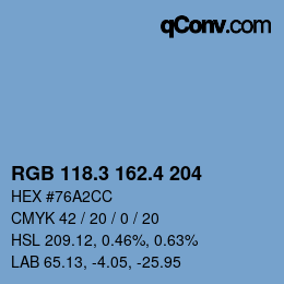 カラーコード: RGB 118.3 162.4 204 | qconv.com