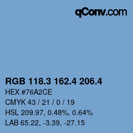 カラーコード: RGB 118.3 162.4 206.4 | qconv.com