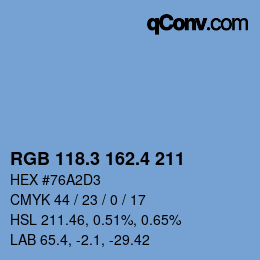 カラーコード: RGB 118.3 162.4 211 | qconv.com