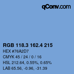 カラーコード: RGB 118.3 162.4 215 | qconv.com