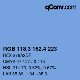 カラーコード: RGB 118.3 162.4 223 | qconv.com