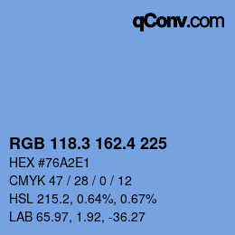 カラーコード: RGB 118.3 162.4 225 | qconv.com