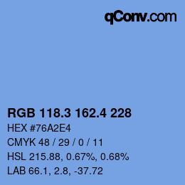 カラーコード: RGB 118.3 162.4 228 | qconv.com