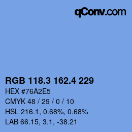 カラーコード: RGB 118.3 162.4 229 | qconv.com