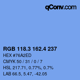 カラーコード: RGB 118.3 162.4 237 | qconv.com