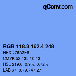 カラーコード: RGB 118.3 162.4 248 | qconv.com