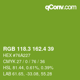 カラーコード: RGB 118.3 162.4 39 | qconv.com