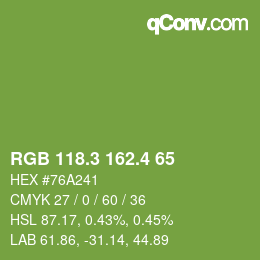 カラーコード: RGB 118.3 162.4 65 | qconv.com