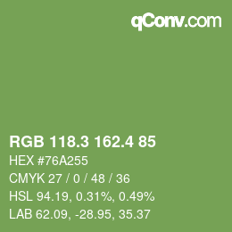 カラーコード: RGB 118.3 162.4 85 | qconv.com