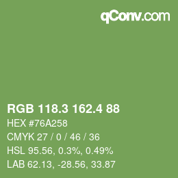 カラーコード: RGB 118.3 162.4 88 | qconv.com