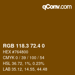 カラーコード: RGB 118.3 72.4 0 | qconv.com