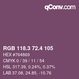 カラーコード: RGB 118.3 72.4 105 | qconv.com
