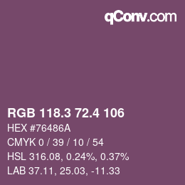 カラーコード: RGB 118.3 72.4 106 | qconv.com