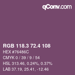 カラーコード: RGB 118.3 72.4 108 | qconv.com