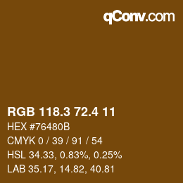 カラーコード: RGB 118.3 72.4 11 | qconv.com